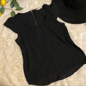 Black chiffon flowy top